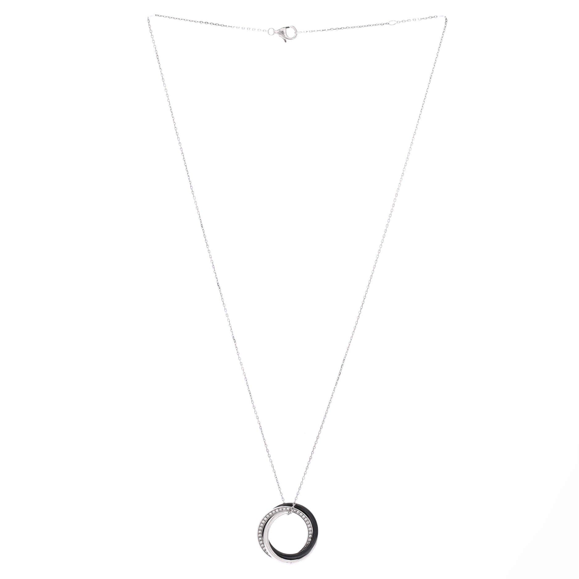 Trinity Pendant Necklace 18K White Gold with Diamonds and Ceramic Small, Alternate, color, Metallic Gold