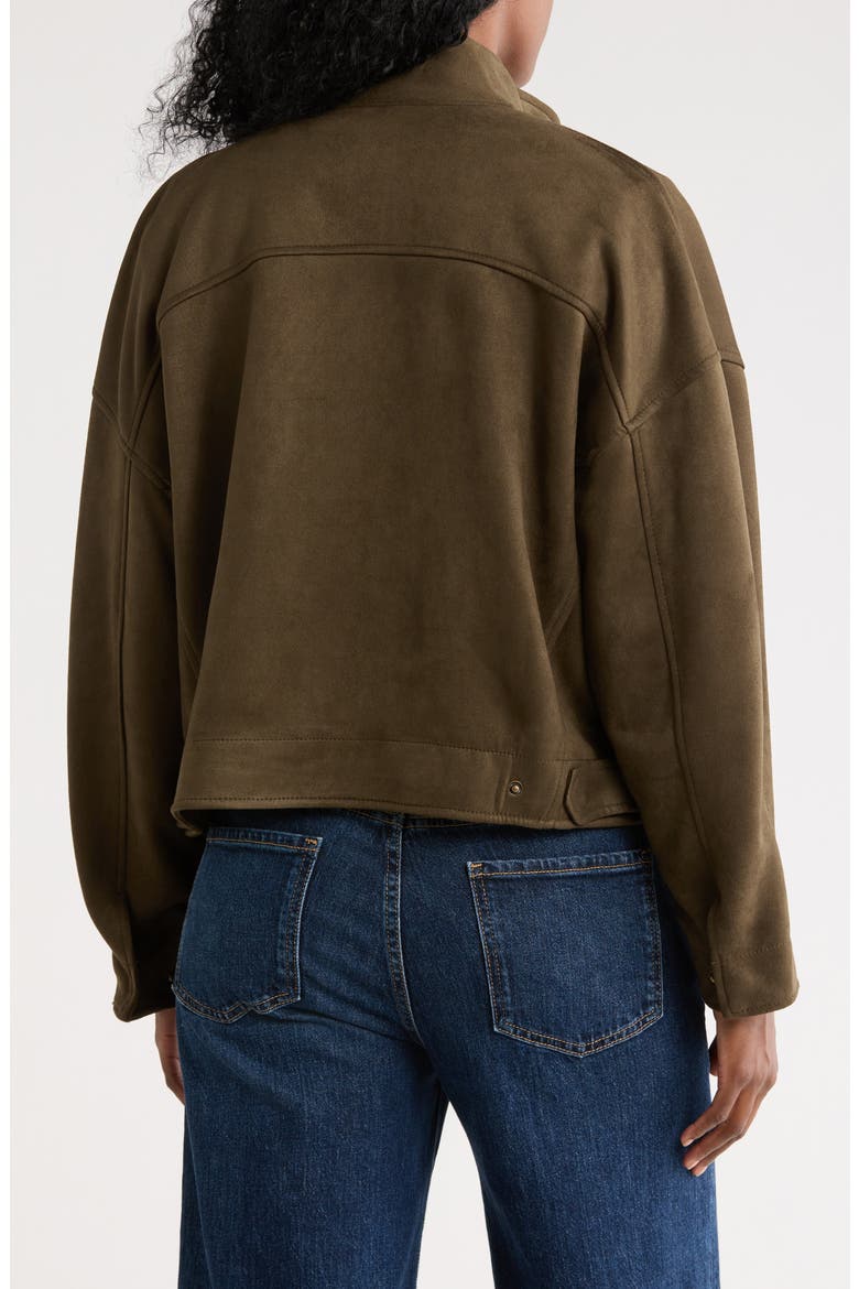Faux Suede Full Zip Jacket, Alternate, color, LODEN-LODEN