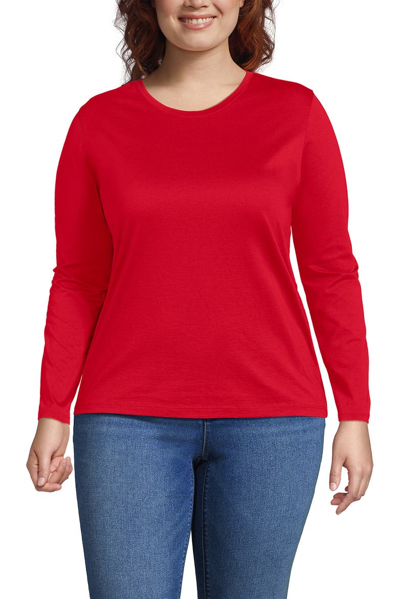 Supima Cotton Long Sleeve Crewneck T-Shirt, Main, color, Compass Red