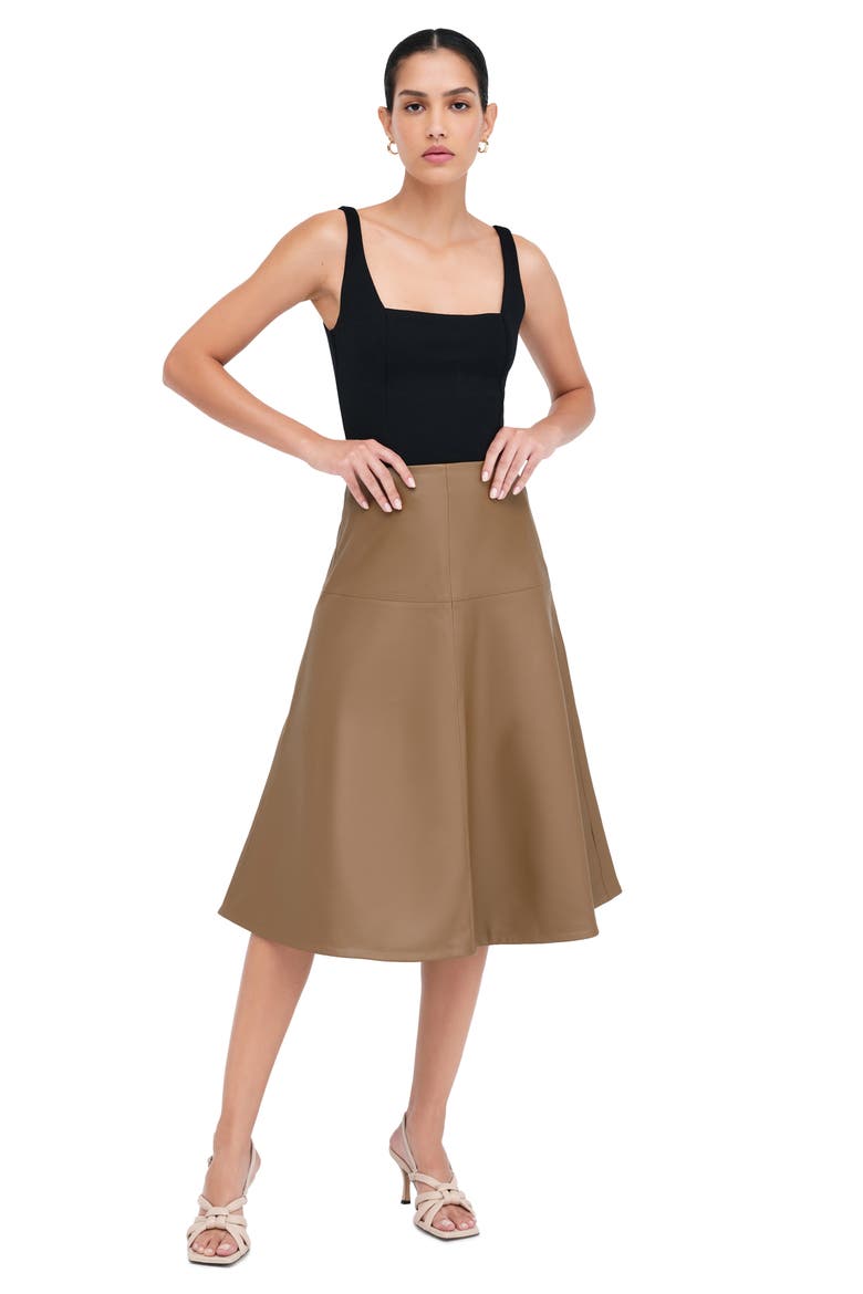 Lexi Faux Leather A-Line Skirt, Alternate, color, TAUPE