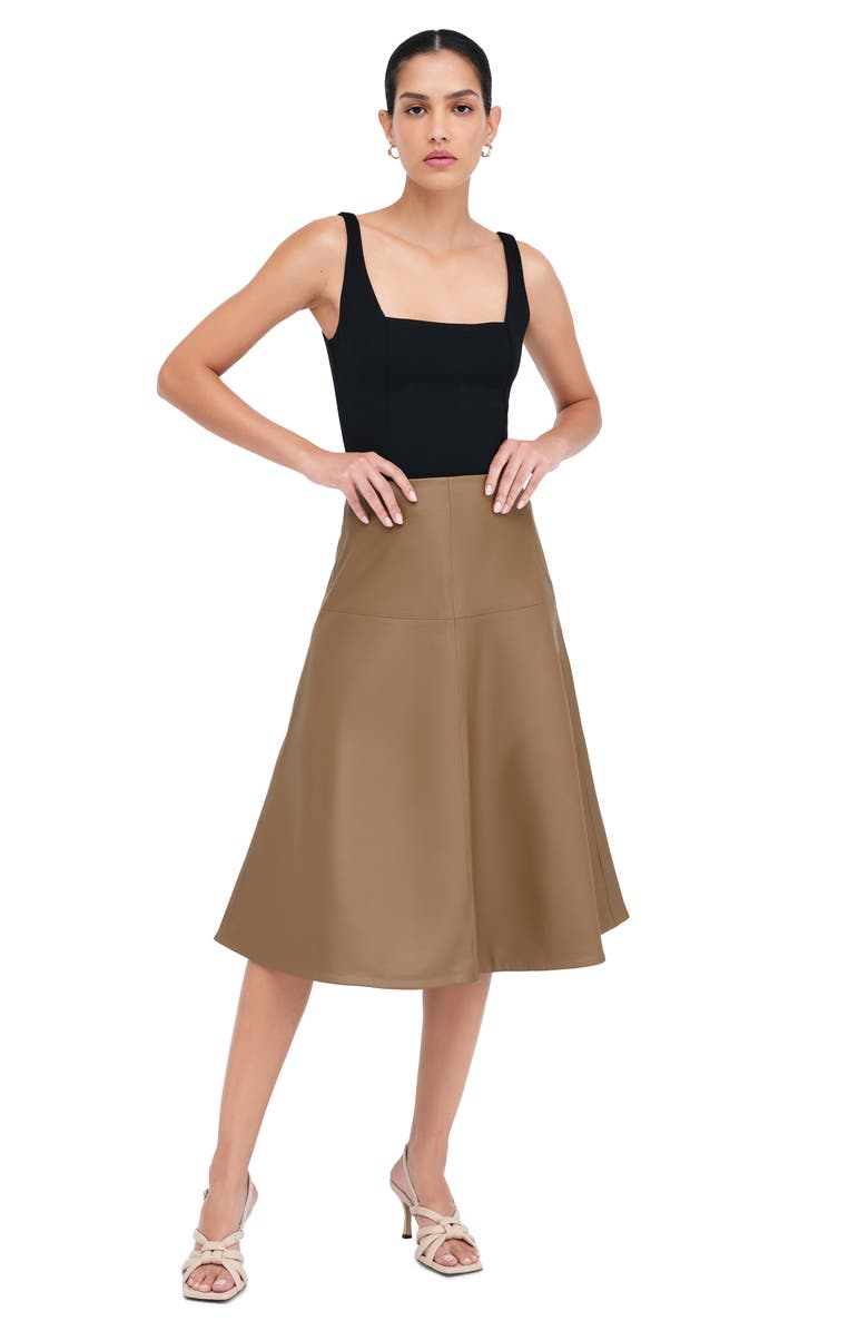 Marcella Lexi Faux Leather A-Line Skirt, Alternate, color, Taupe
