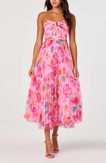 Bayley Floral Print Pleat Party Dress