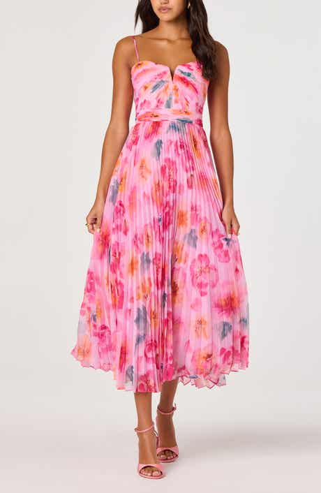 Bayley Floral Print Pleat Party Dress