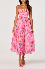 ASTR the Label Bayley Floral Print Pleat Party Dress