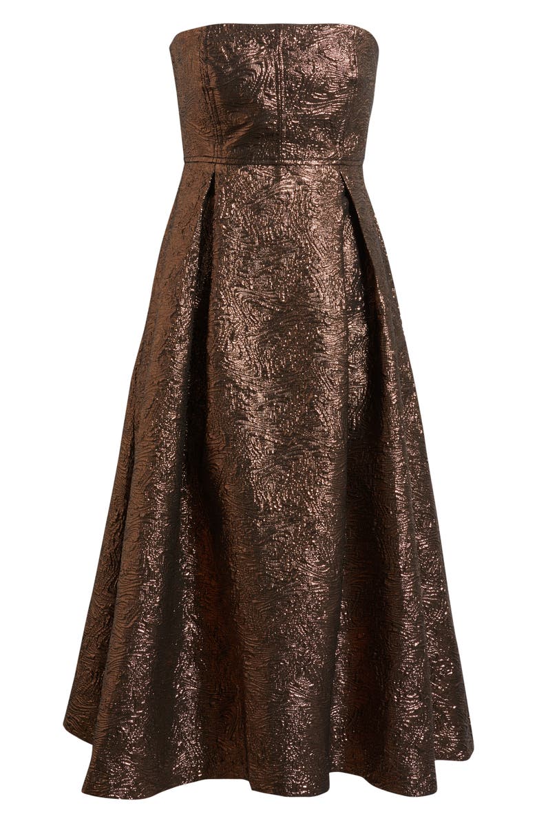 CeCe Metallic Strapless Midi Dress, Alternate, color, Coffee Bean