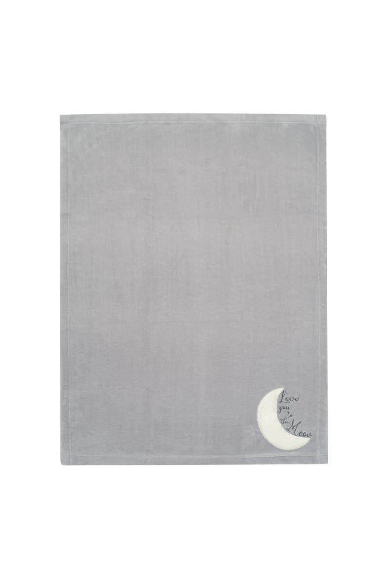 Goodnight Moon Appliqued and Embroidered Fleece Baby Blanket, Alternate, color, Gray
