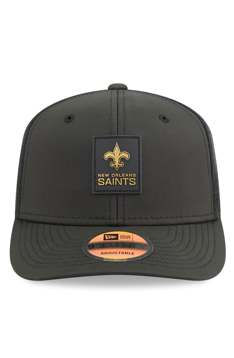 New Era Men's New Era Black New Orleans Saints 2025 Sideline 9SEVENTY Trucker Adjustable Hat, Alternate, color, Black