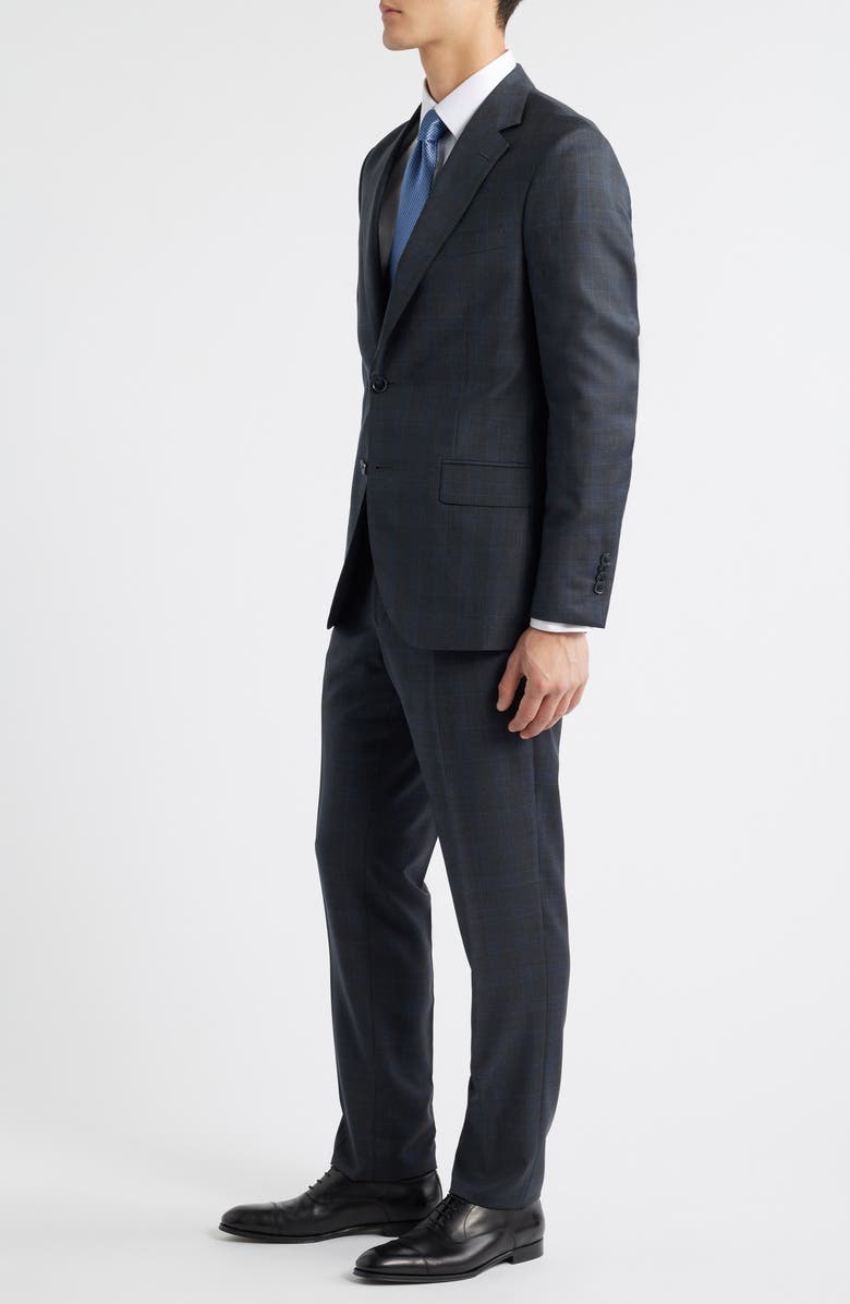 Peter Millar Hartford Classic Fit Charcoal Plaid Wool Suit, Alternate, color, Charcoal