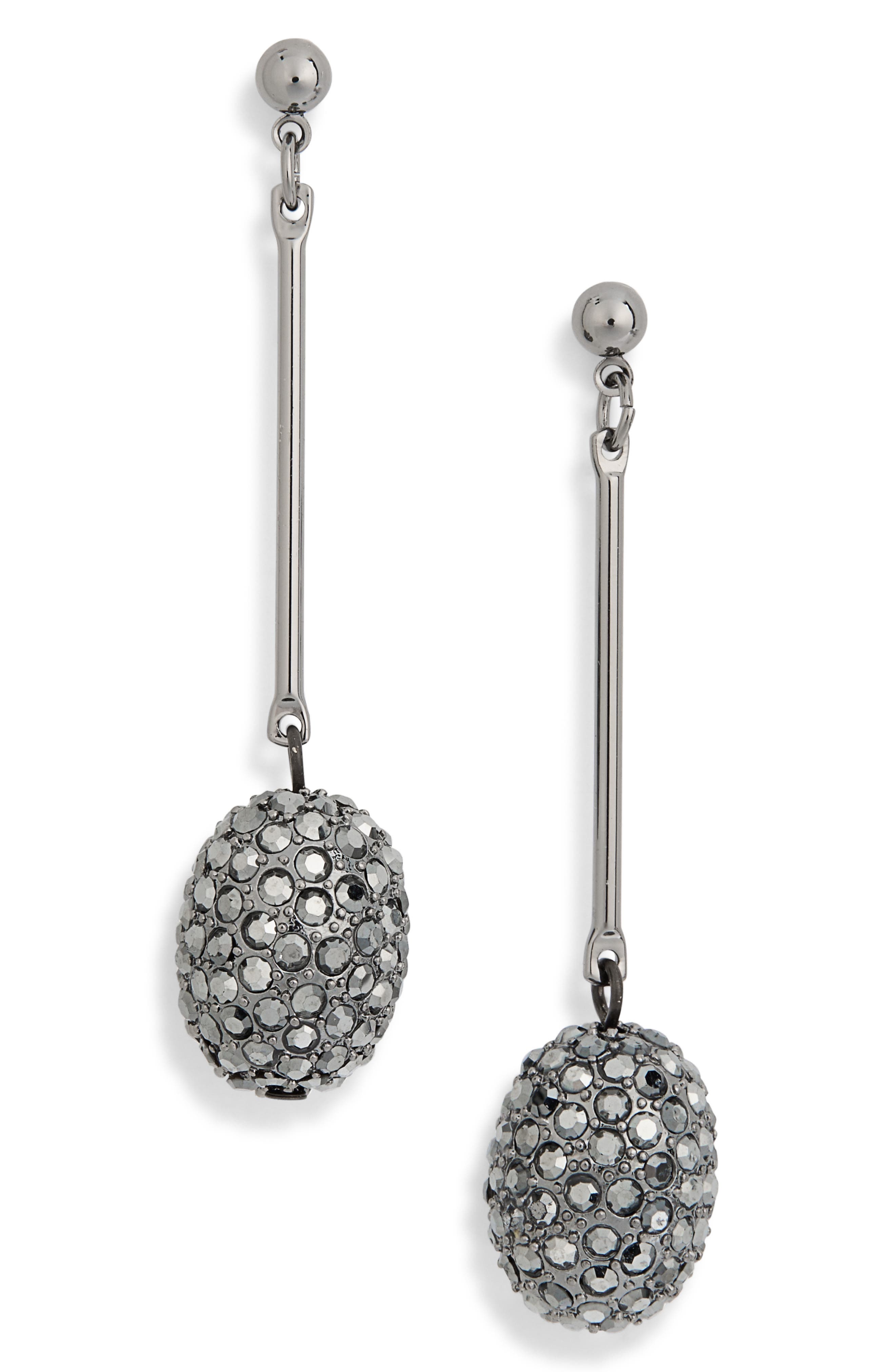 Kenneth Jay Lane Pavé Rhinestone Orb Linear Drop Earrings