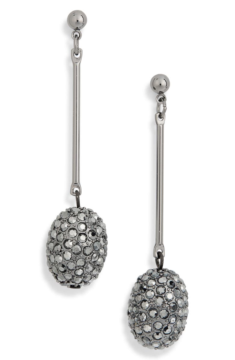 Kenneth Jay Lane Pavé Rhinestone Orb Linear Drop Earrings, Main, color, Gun Metal