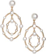 Vince Camuto Orbital Faux Pearl & Crystal Drop Earrings
