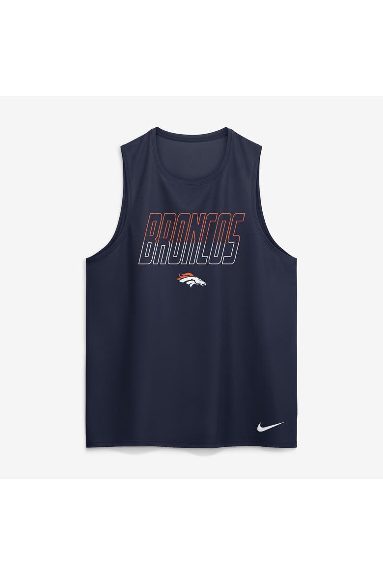 Men's Nike Navy Denver Broncos Kickoff Miler Dri-FIT Tank​ Top, Alternate, color, Navy