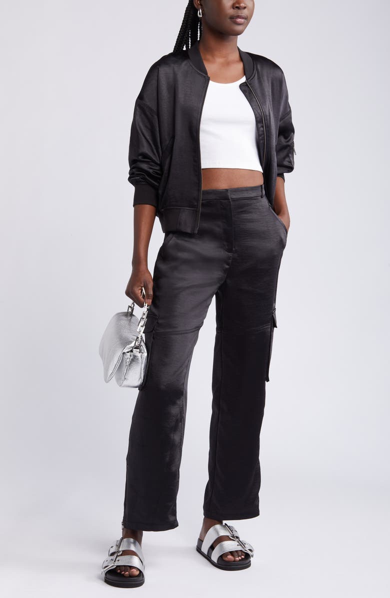 Open Edit Satin Cargo Pants, Alternate, color, 