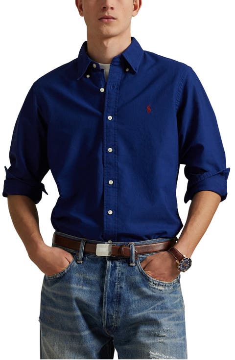Solid Cotton Oxford Button-Down Shirt