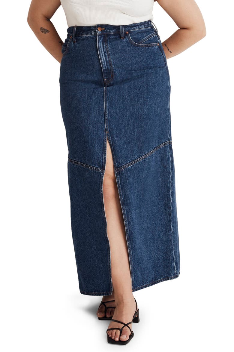 Denim Maxi Skirt, Main, color, PINELAND WASH