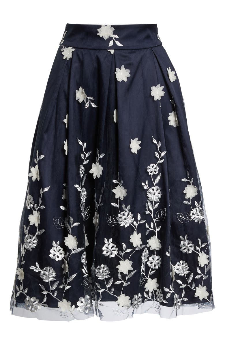 Eliza J Embroidered A-Line Skirt, Alternate, color, 