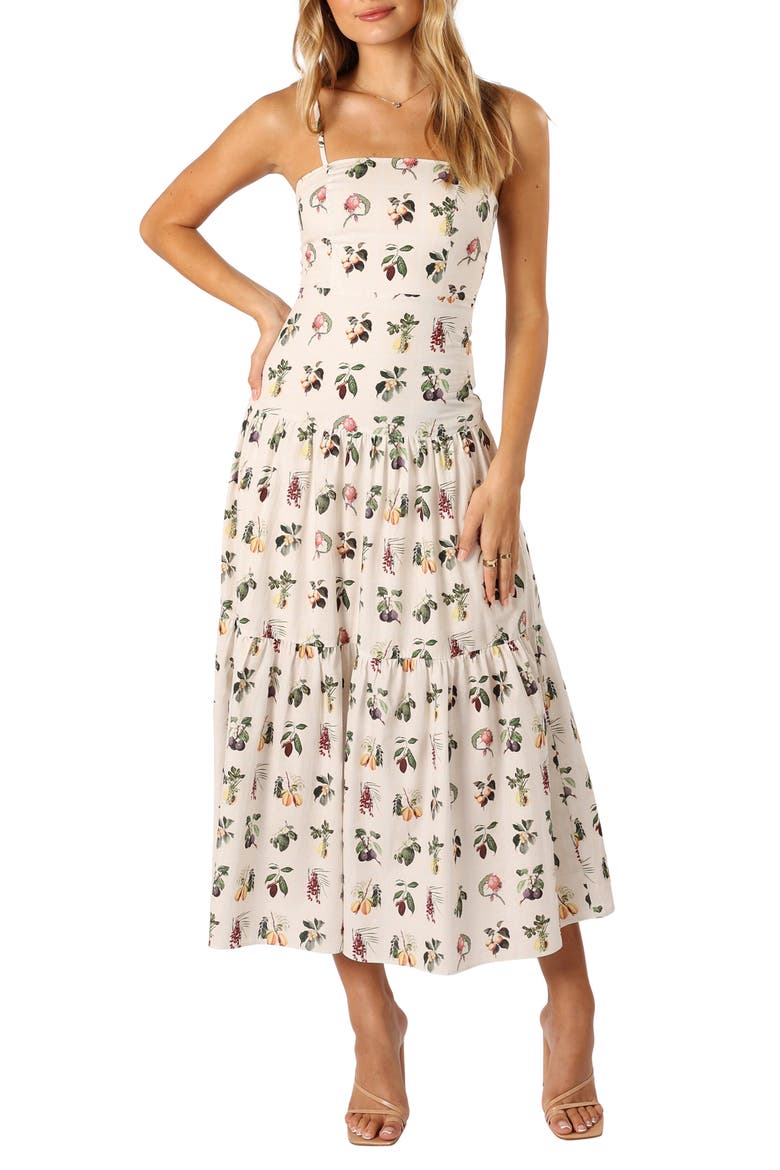 Botanique Fruit Print Cotton Midi Sundress, Main, color, FLORAL
