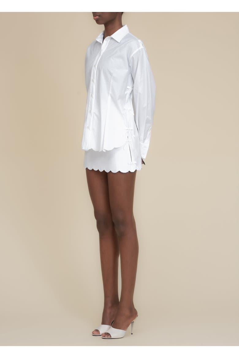 Doll Relaxed Bow-Detail Oxford Dress Shirt, Alternate, color, White