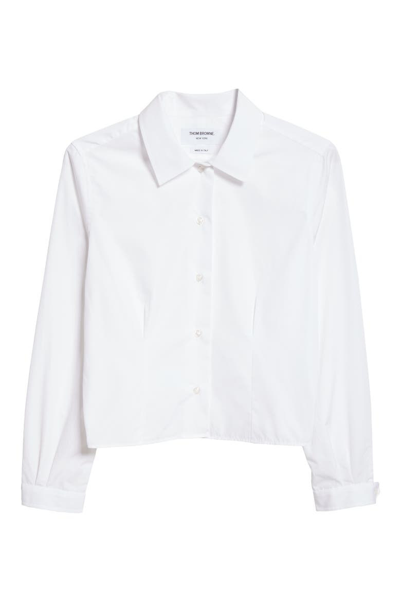 Crop Cotton Button-Up Shirt, Alternate, color, WHITE