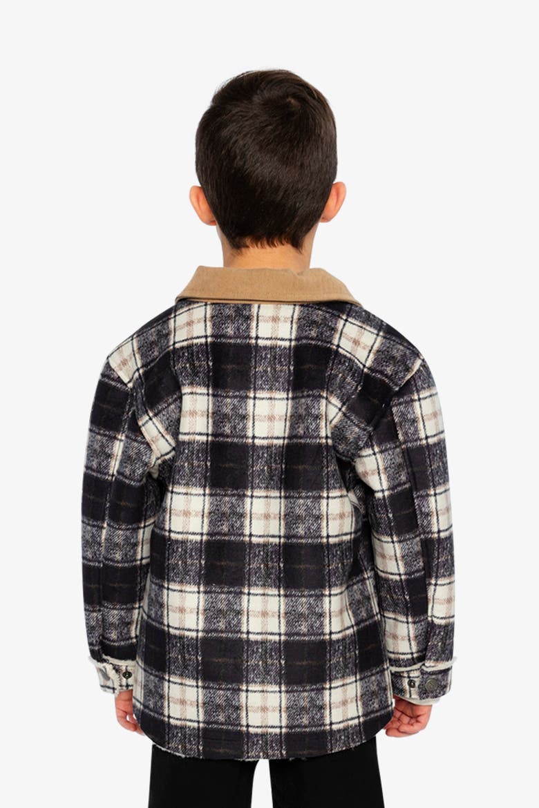 Brushed Plaid Zip Front Ribbed Collar Jacket, Alternate, color, Blue and Beige Checks