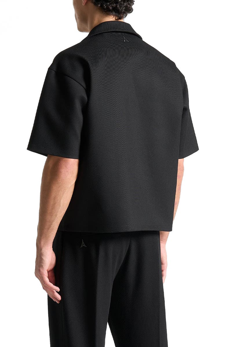 Manière De Voir Abel Boxy Twill Double Breasted Shirt, Alternate, color, Black