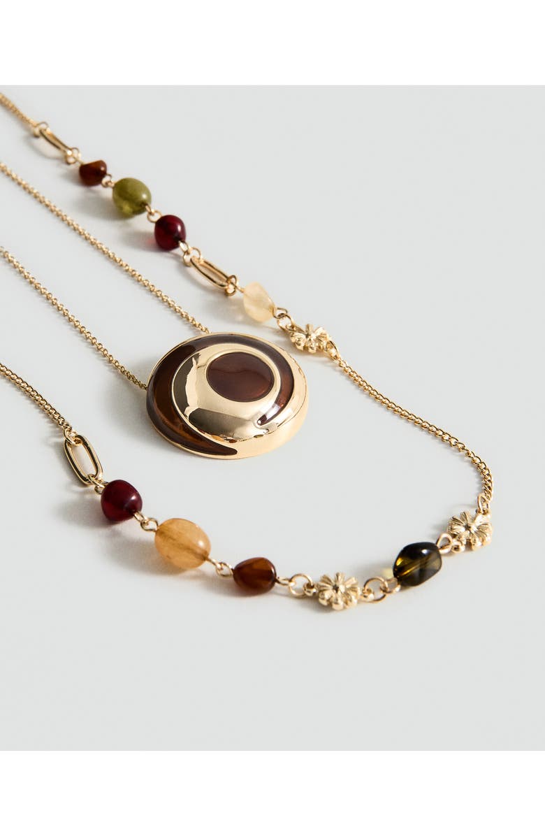 MANGO Beaded Layered Necklace, Alternate, color, Gold