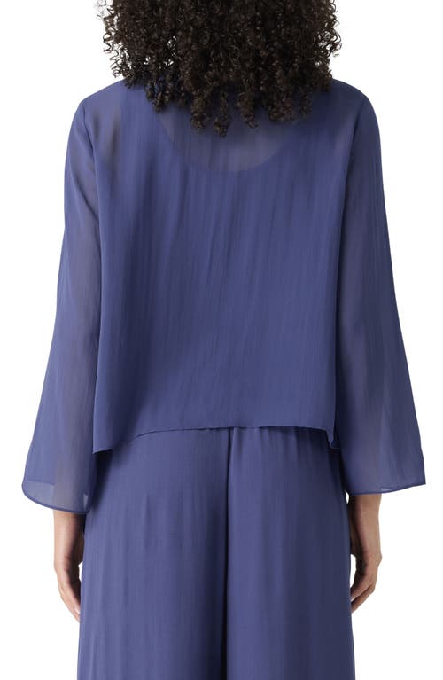 Eileen Fisher Tie Front Silk Jacket In Bluette