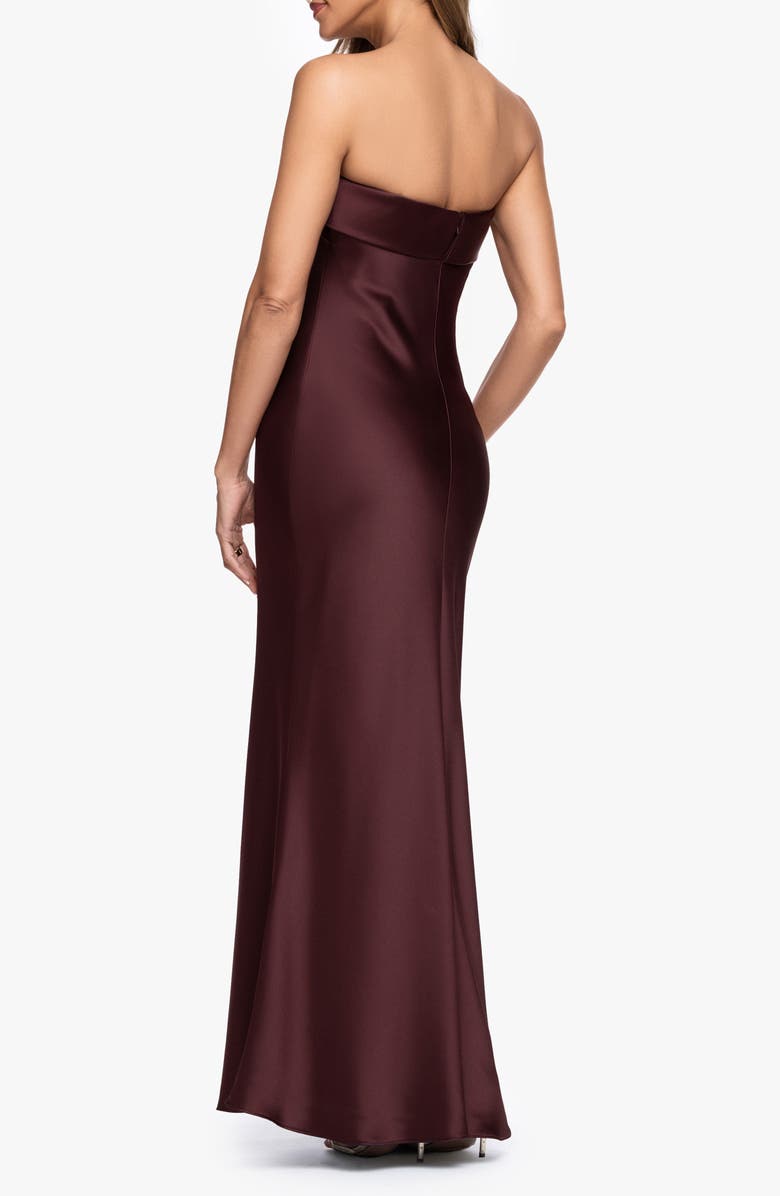 Xscape Evenings Strapless Satin Gown, Alternate, color, Chocolate