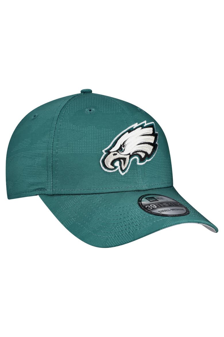 Men's New Era  Midnight Green Philadelphia Eagles Tonal Camo 39THIRTY Stretch Fit Hat, Alternate, color, Green