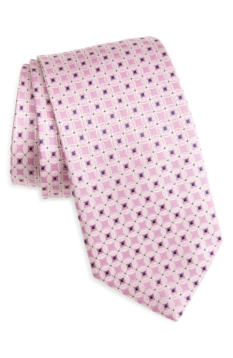 Canali Medallion Silk Tie, Main, color, Pink