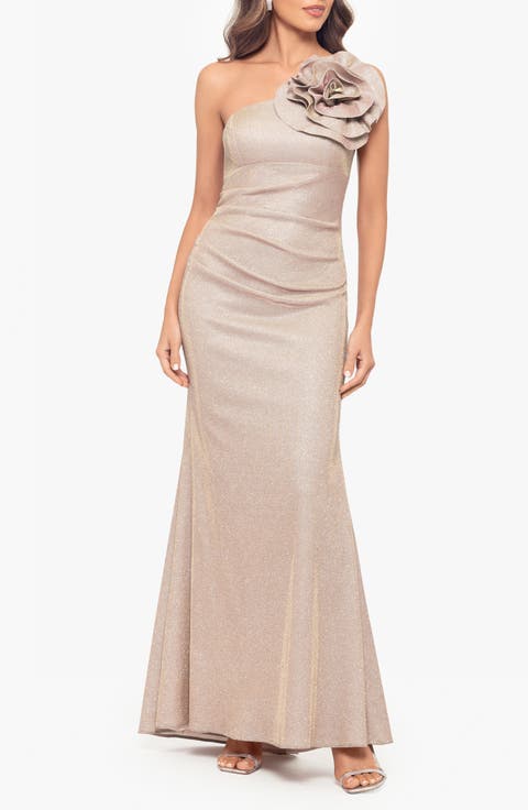 Galaxy Flower One-Shoulder Gown