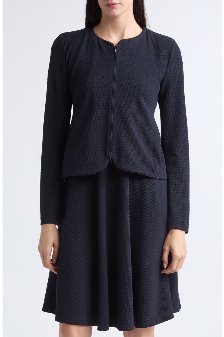 Zip Front Collarless Jacket, Main, color, NAVY