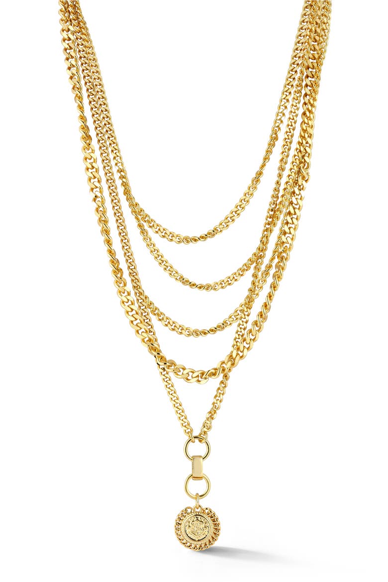 Coin Pendant Layered Necklace, Main, color, GOLD