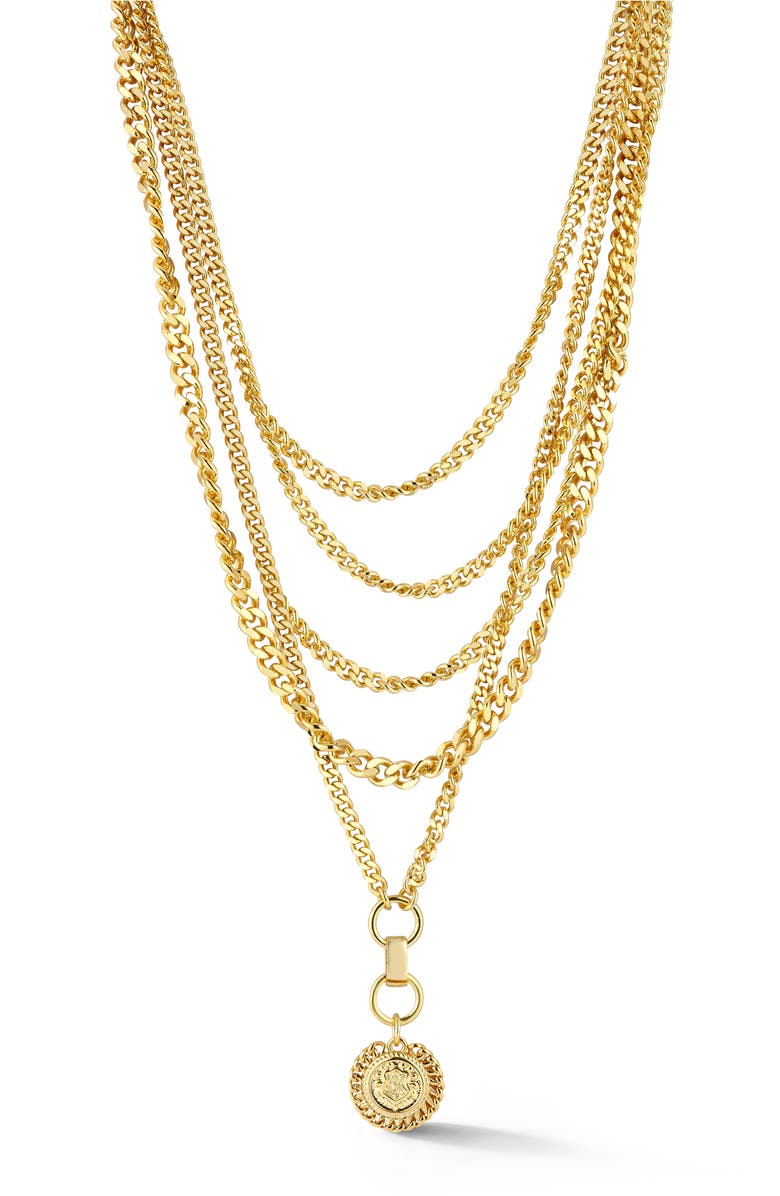 CHLOE AND MADISON Coin Pendant Layered Necklace, Main, color, Gold