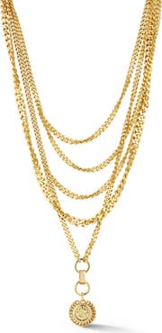 CHLOE AND MADISON Coin Pendant Layered Necklace