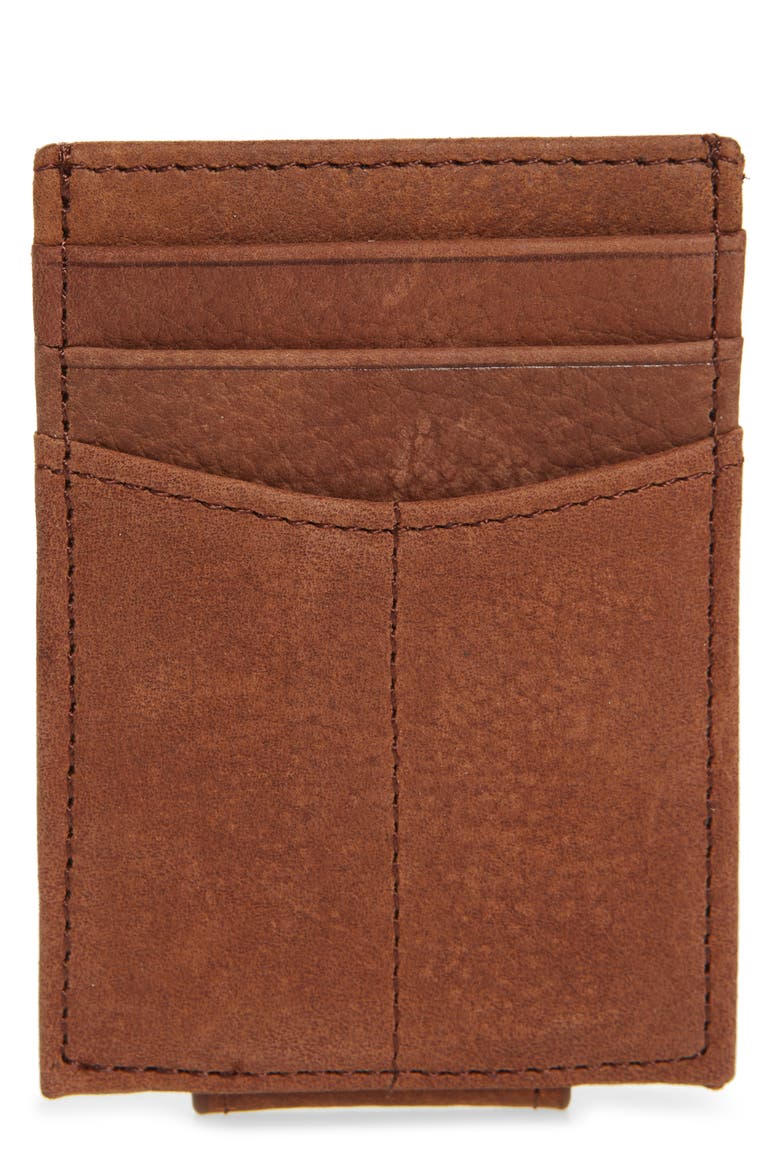 Leather Front Packet Wallet, Main, color, WHISKEY MILLED LEATHER