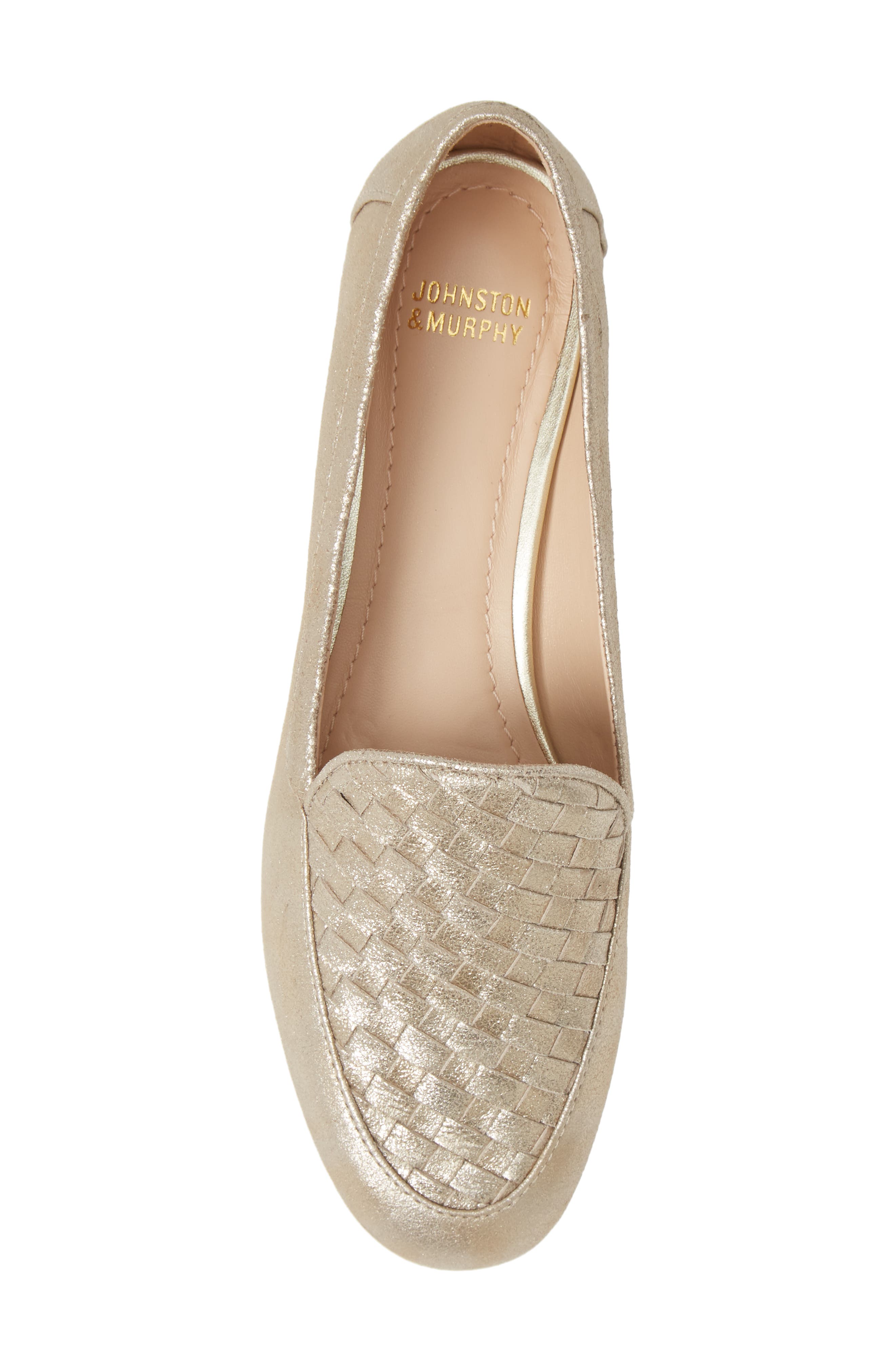 Pauline Loafer, Alternate, color, GOLD METALLIC SUEDE