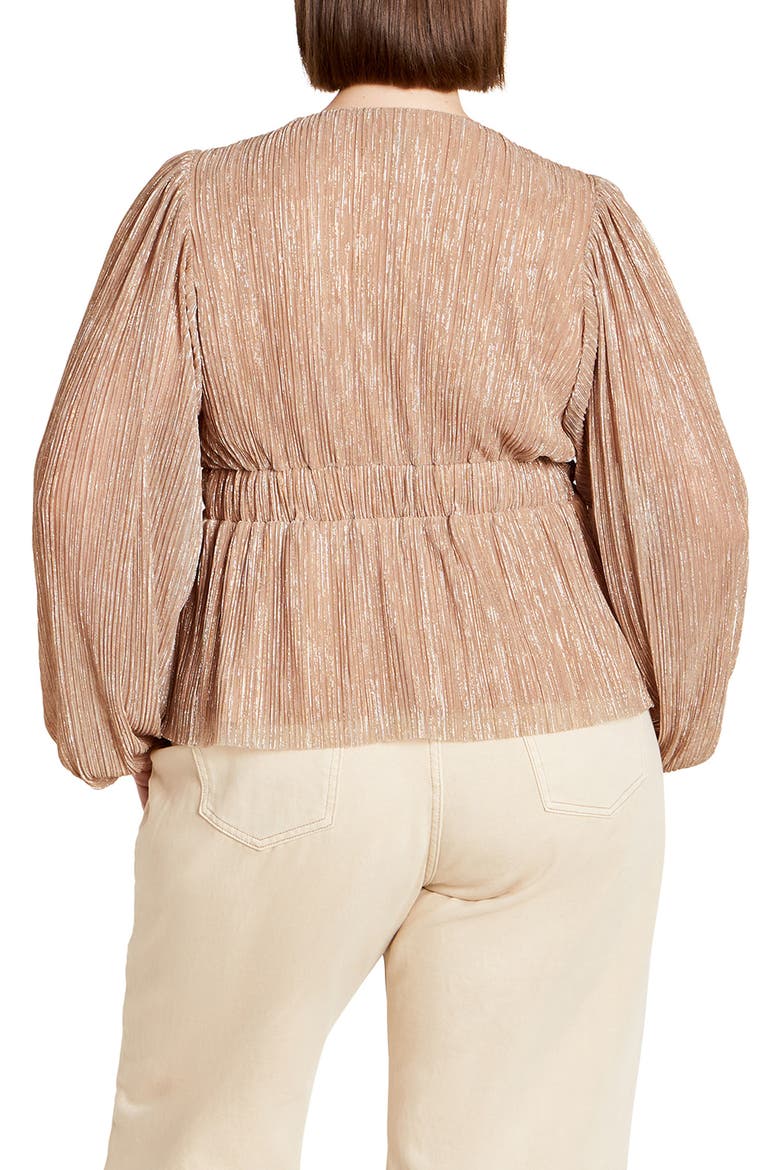 Noemi Metallic Plissé Top, Alternate, color, PINK BLUSH