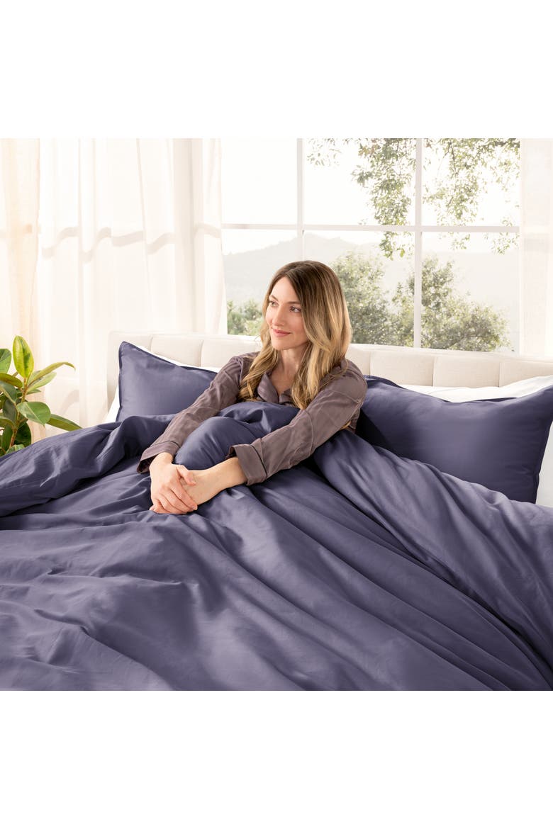 Organic Cotton Sateen Duvet Cover and Sham Set, Alternate, color, Dusty Purple