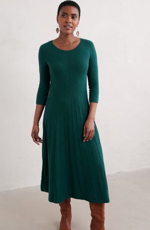 Folk Song Rib Midi Sweater Dress