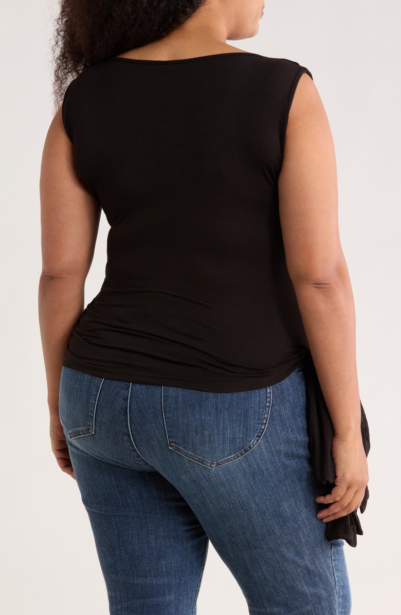 Renee C Side Tie Stretch Modal Top, Alternate, color, Black