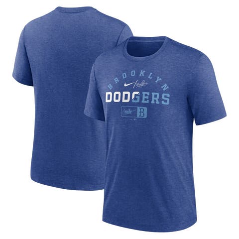 Men's Nike  Heather Royal Brooklyn Dodgers Rewind Review Slash Tri-Blend T-Shirt
