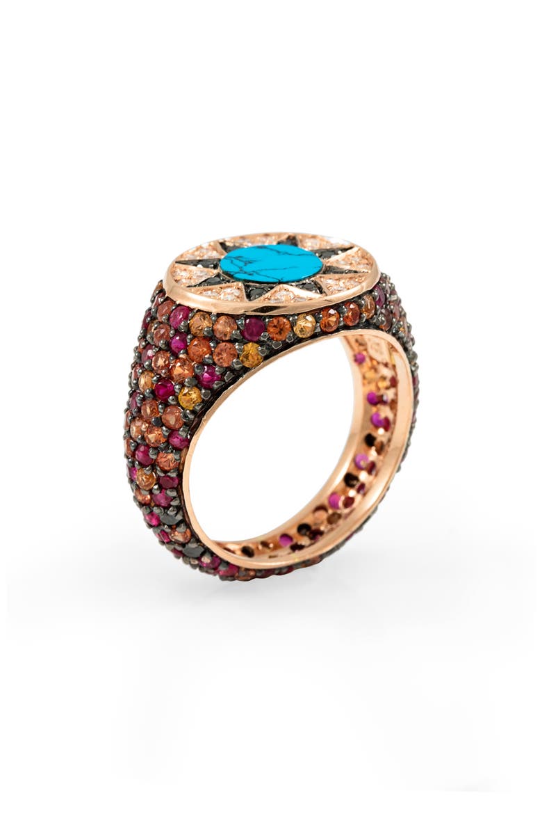 Ibiza Rainbow Signet Ring, Main, color, GOLD MULTI