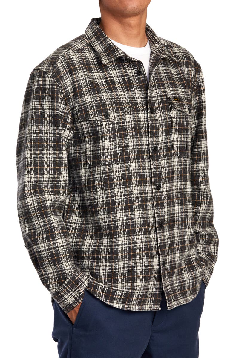 RVCA Reynolds Plaid Flannel Button-Up Shirt, Alternate, color, 