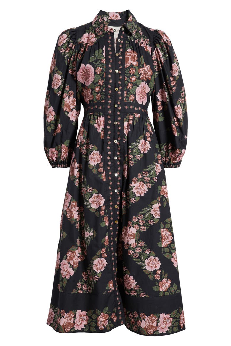 Gillian Floral Long Sleeve Organic Cotton Shirtdress, Alternate, color, JULIET PRINT