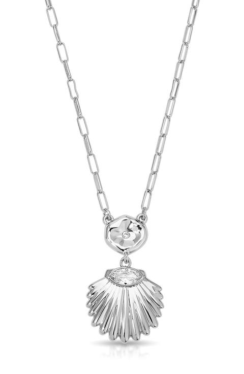 Cubic Zirconia Scallop Pendant Necklace