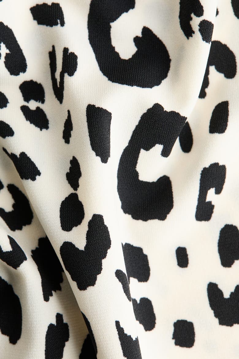 Draped One-shoulder Top, Alternate, color, White/leopard print