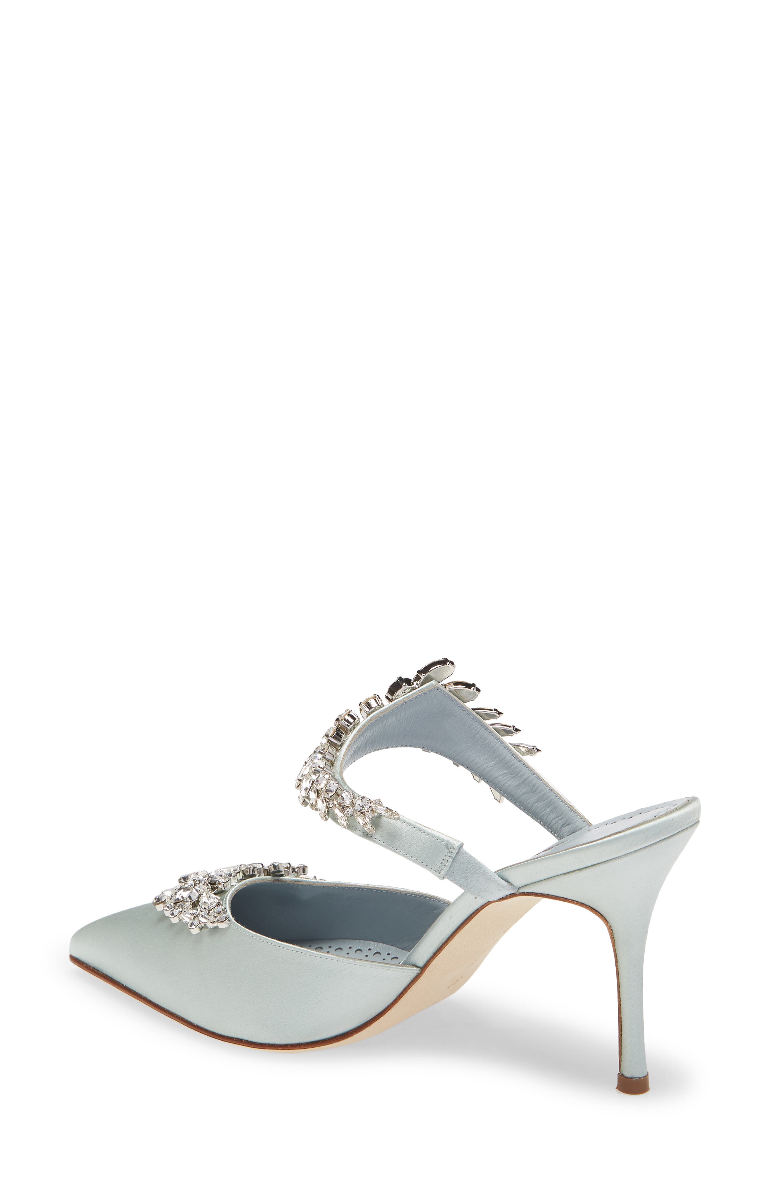 Manolo Blahnik Lurum Crystal Leaf Pointed Toe Mule, Alternate, color, 