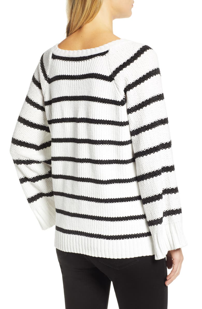 &.Layered Stripe V-Neck Sweater, Alternate, color, 