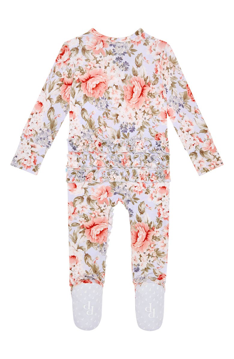 Posh Peanut Ruffle Zip Footie, Alternate, color, Blue